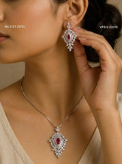 Royal scarlet silver pendant set for women