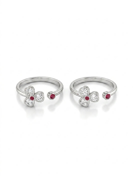 Charming blossom silver toerings for women