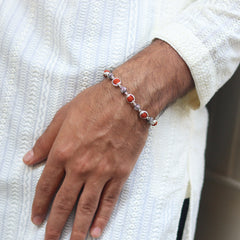 Silver Om Beads Capping Rudraksha Bracelet