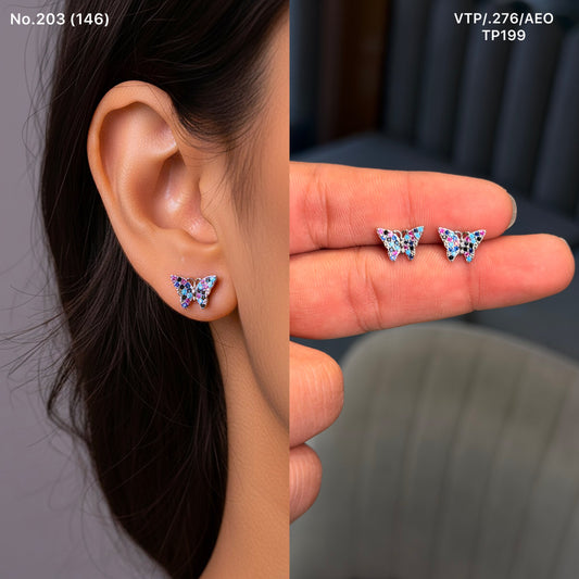 Auspicious butterfly silver stud