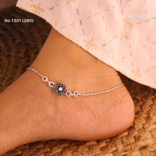Floral charms silver Payal for women