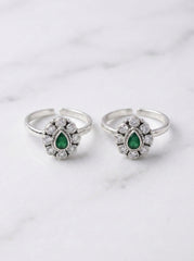 Ruhani oxidised silver toerings for women