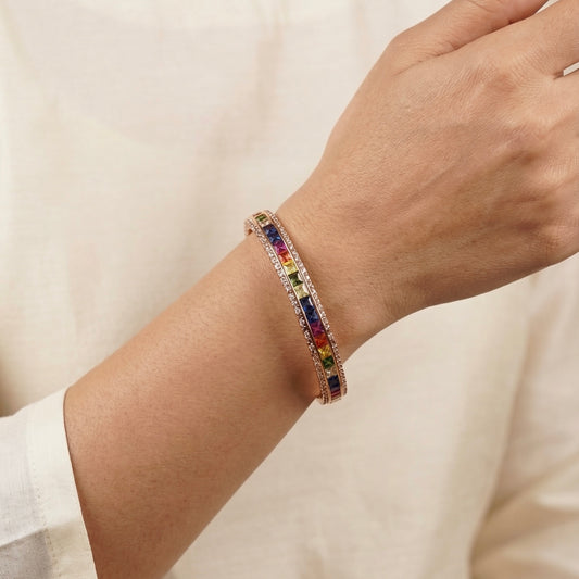 Multi shine silver kada for women