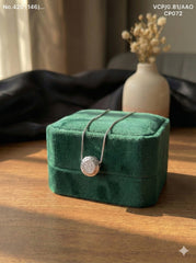 Crystal Orbit Round silver chain pendant