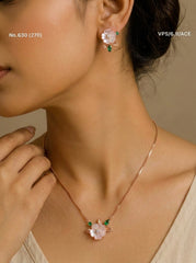 Floral twinkle silver pendant set for women