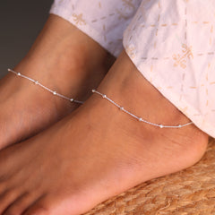 LustreDots Silver Payal for Women