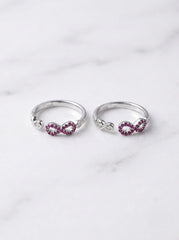Pink Infinity Silver Toe Ring for Women