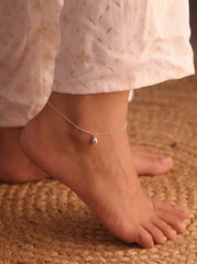 Silver Teardrop Charm Anklet
