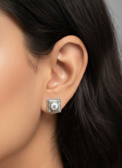 Garnet silver stud