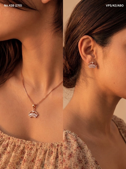Princess crystal silver pendant set for women