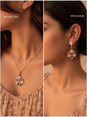 Crystal blossoms silver pendant set for women