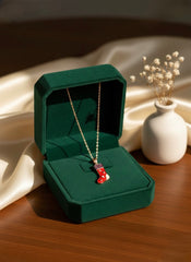 Ruby steps silver chain pendant