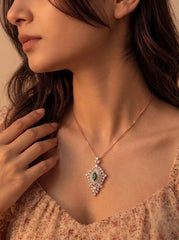 Verdant shine silver pendant set for women