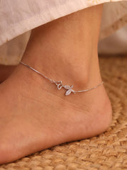 Butterfly trails silver anklet for women