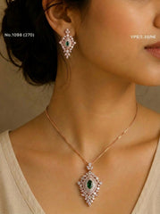 Verdant shine silver pendant set for women