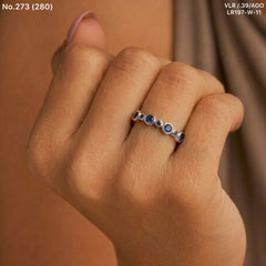 Royal blue spark silver ring for women