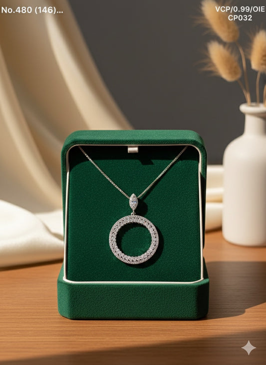 Celestial Circle silver chain pendant