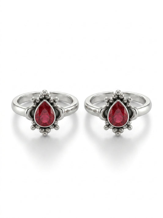 Cupid drop glow silver toerings for women