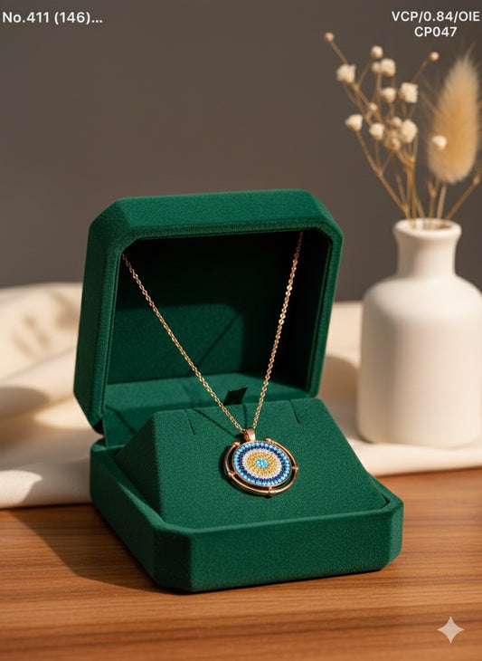 Turkish evil eye silver chain pendant