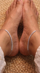 TwinGleam Silver Payal for Women