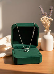 Classic heart outline silver chain pendant