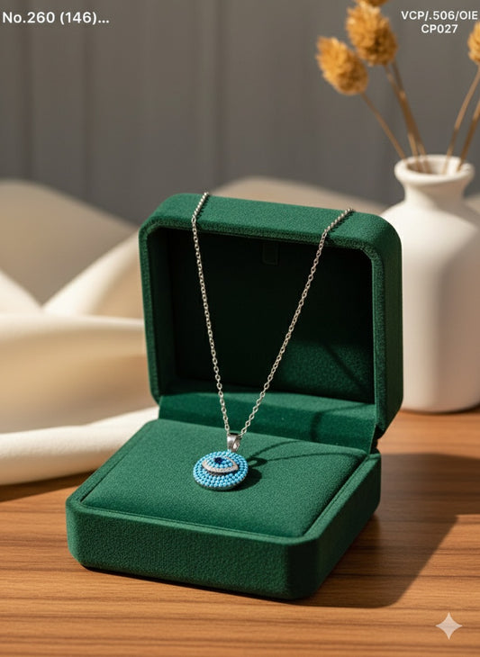 Evil eye eclipse silver chain pendant