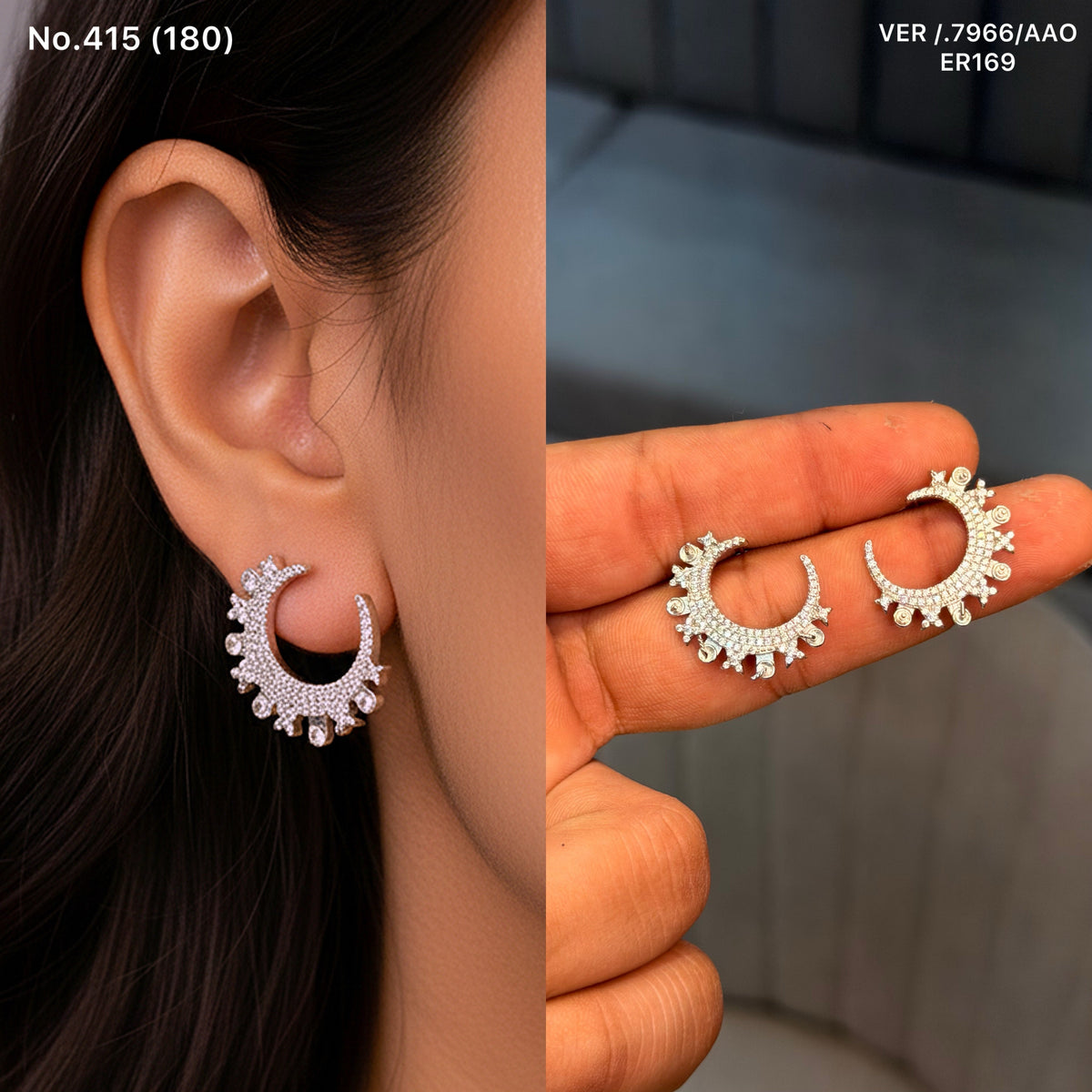 Celestial Crescent silver earrings