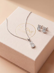 Dazzling dew silver pendant set for women