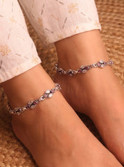 Grand heritage silver heavy Payal for women