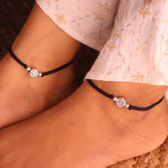 Silver Gaja Thread silver payal for women