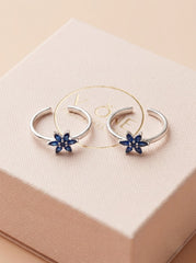 Silver Blue Blossom Toe Ring for women