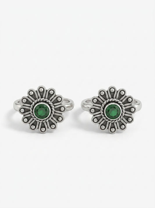 Meadow gem silver toerings for women