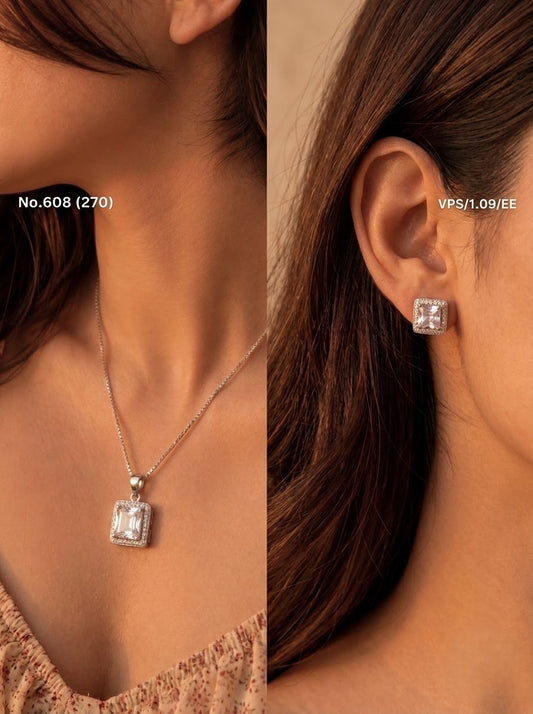 Imperial aura shine silver pendant set for women