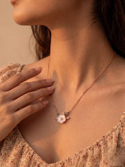 Floral twinkle silver pendant set for women