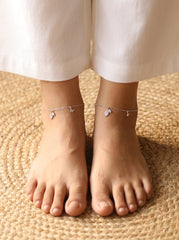 Butterfly serenity silver anklet for women