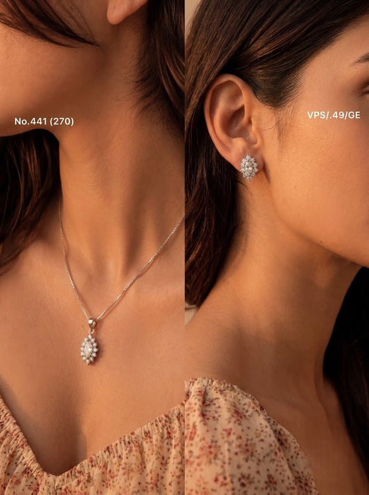 Silver glitz pendant set for women