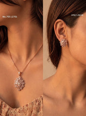 Opal shine silver pendant set for women