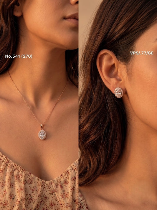Moon spark shine silver pendant set for women