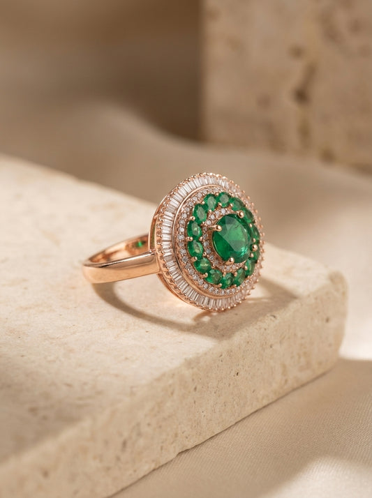 Greenaura crown silver ring for women