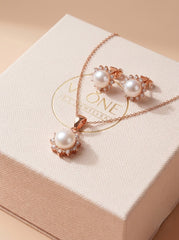 Pearl whisper silver pendant set for women