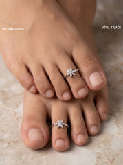 Silver Blossom Crystal Toe Ring for women
