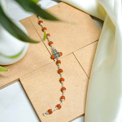 Silver Shiv Trishul Rudraksha Bracelet