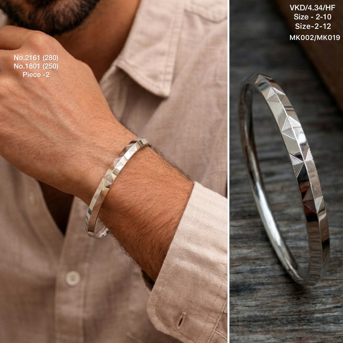 Heritage silver kada for men