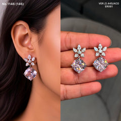 Rosy spark bloom silver earrings