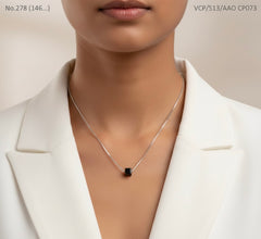 Black aura silver chain pendant