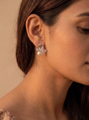 Celestial Pearl petal silver pendant set