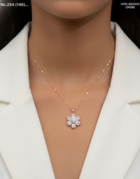 Luxe flora silver chain pendant