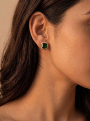 Emerald glow silver pendant set for women