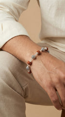 Silver Patterned Rudraksha Bracelet