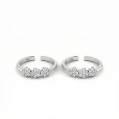 Serene bloom silver toerings for women